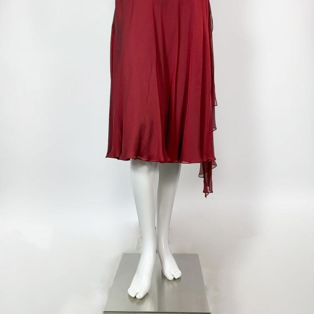 Carmen Marc Valvo Signature Deep Red Silk Cocktail Dress - Picture 3 of 12